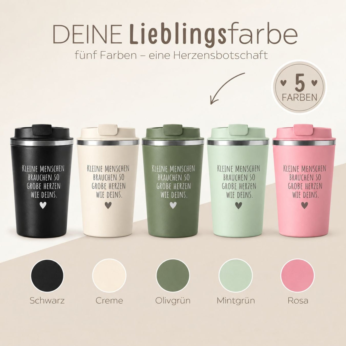 Thermobecher To-Go - Kleine Menschen brauchen große Herzen - wunderwunsch