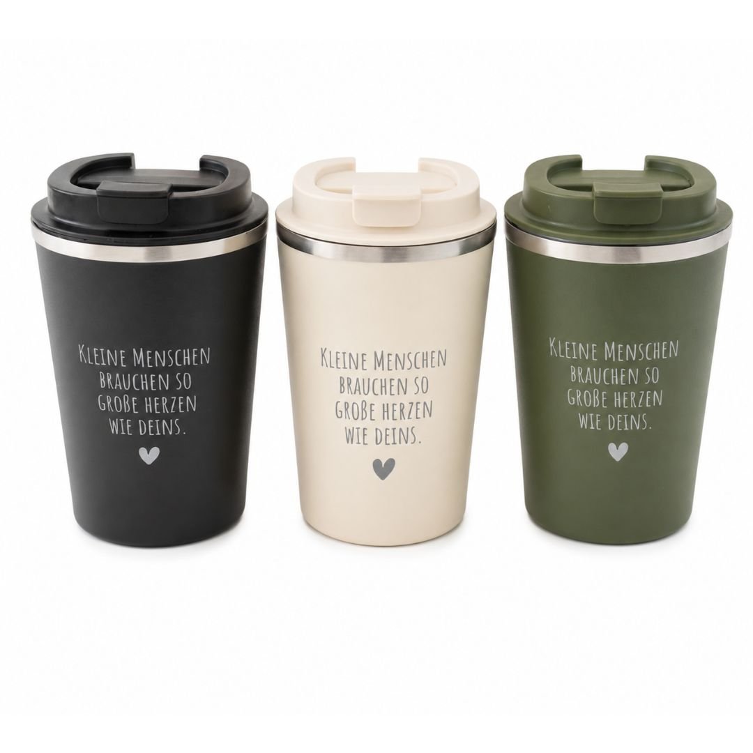 Thermobecher To-Go - Kleine Menschen brauchen große Herzen - wunderwunsch