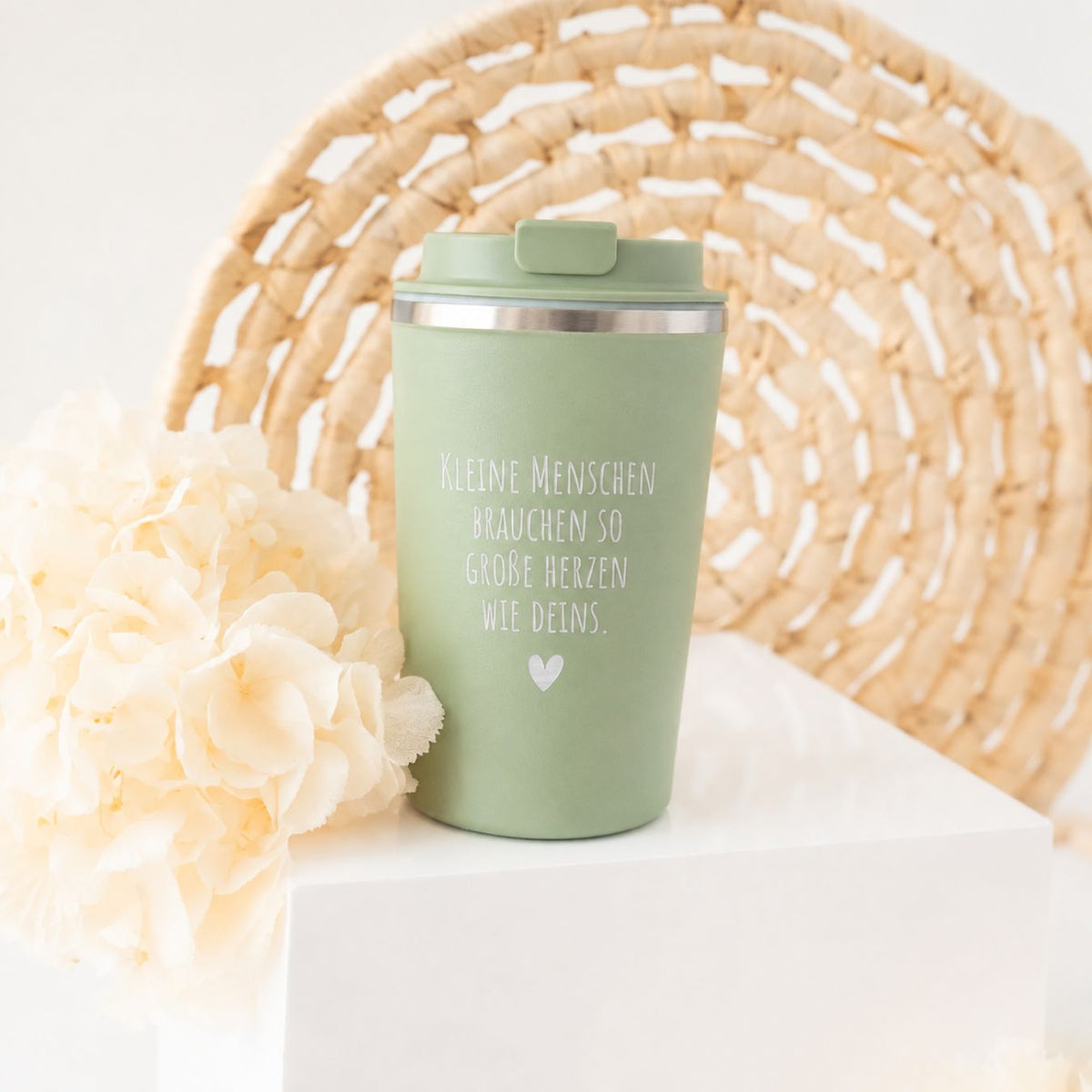 Thermobecher To-Go - Kleine Menschen brauchen große Herzen - wunderwunsch