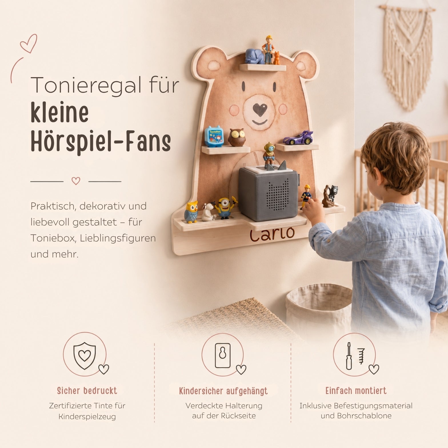 Toniebox Regal Holz - Bär Aquarell - wunderwunsch