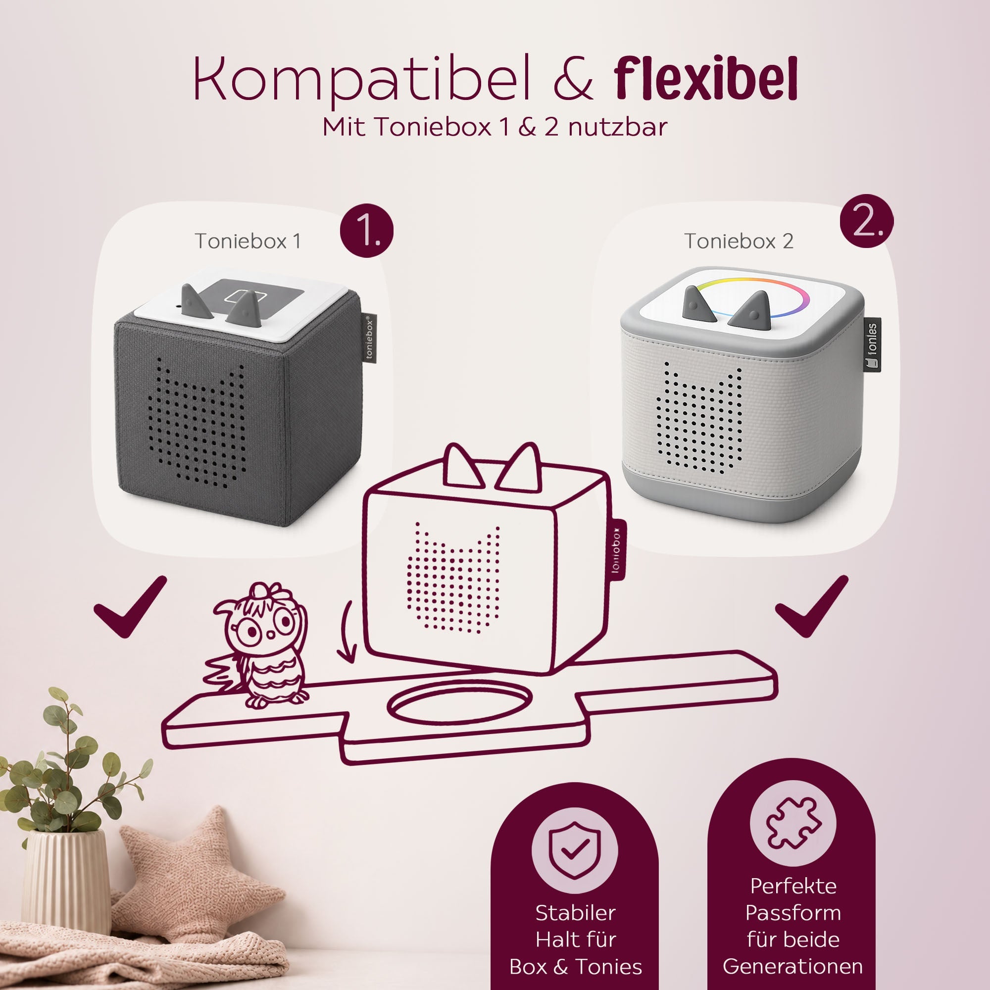 Toniebox Regal Holz - Hase Regenbogen - wunderwunsch