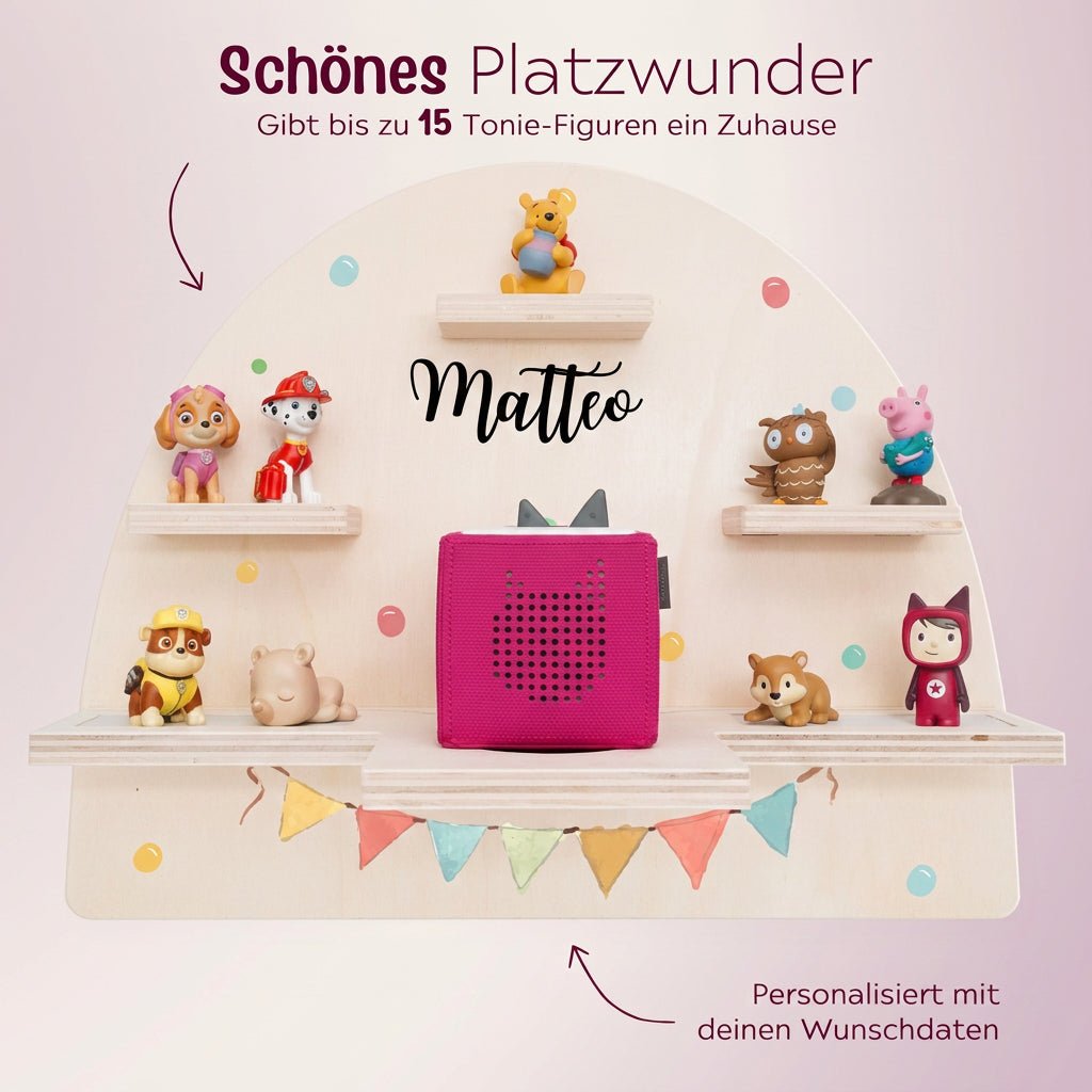 Toniebox Regal Holz - Tiere Girlande Aquarell - wunderwunsch