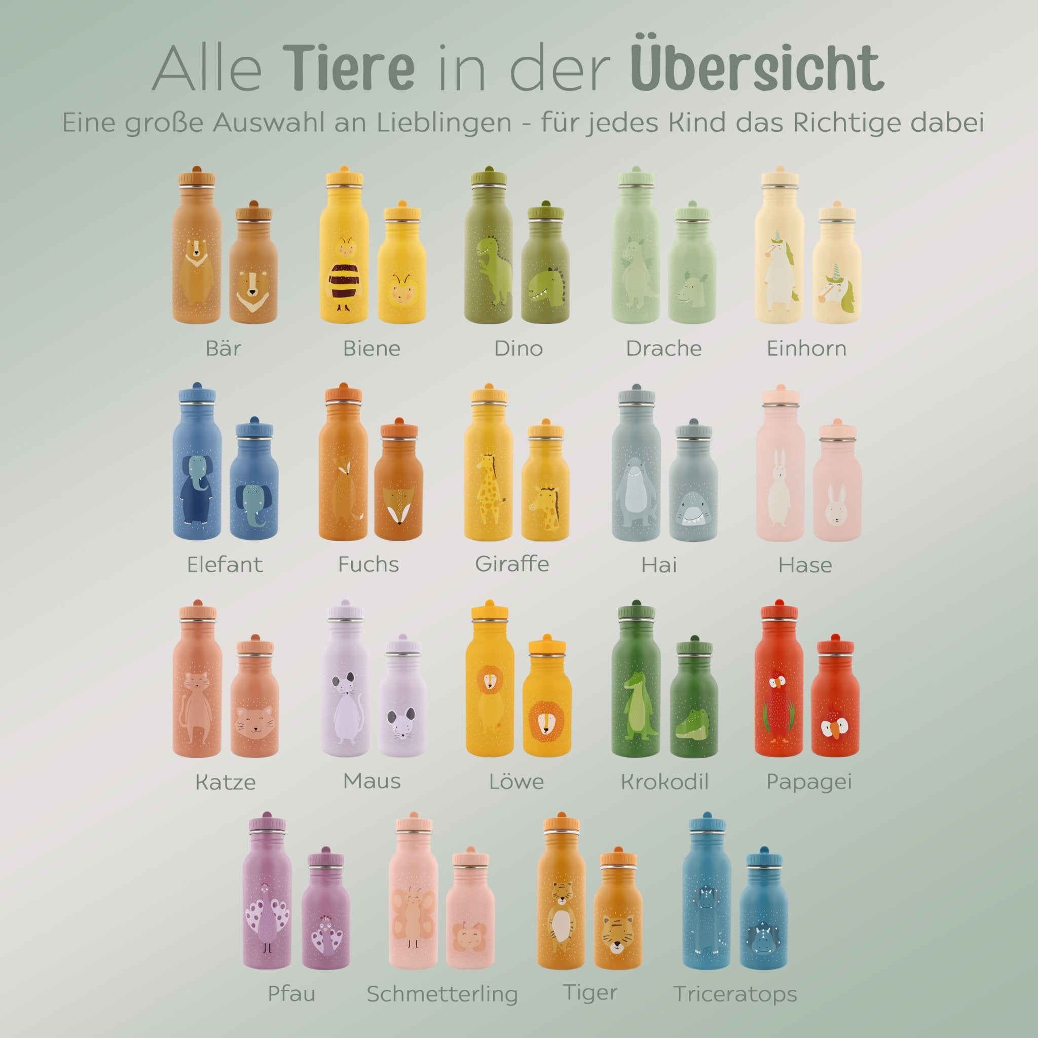 TRIXIE Kinder Trinkflasche personalisiert - Tiere - wunderwunsch