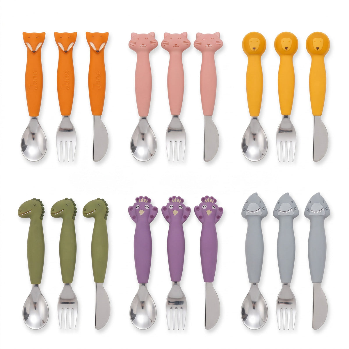 TRIXIE Kinderbesteck Set aus Edelstahl und Silikon personalisiert - wunderwunsch