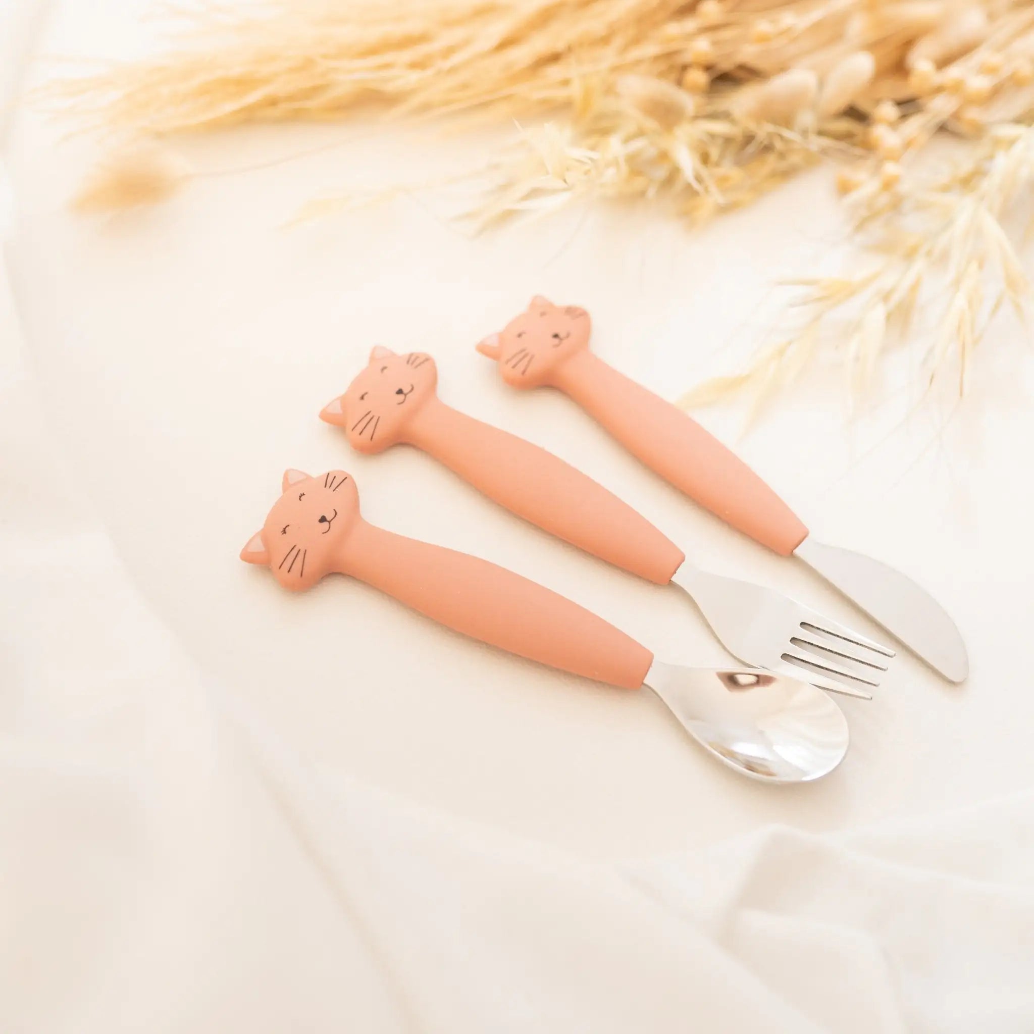 TRIXIE Kinderbesteck Set aus Edelstahl und Silikon - Tier - wunderwunsch