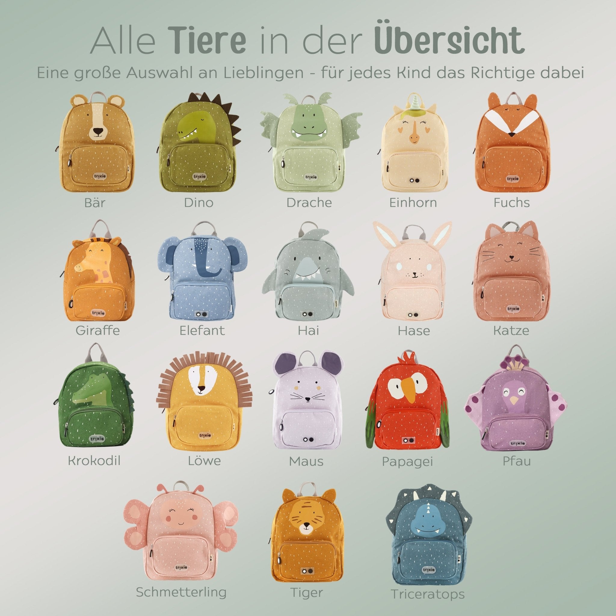 TRIXIE Kindergartenrucksack personalisiert - Tiere - wunderwunsch
