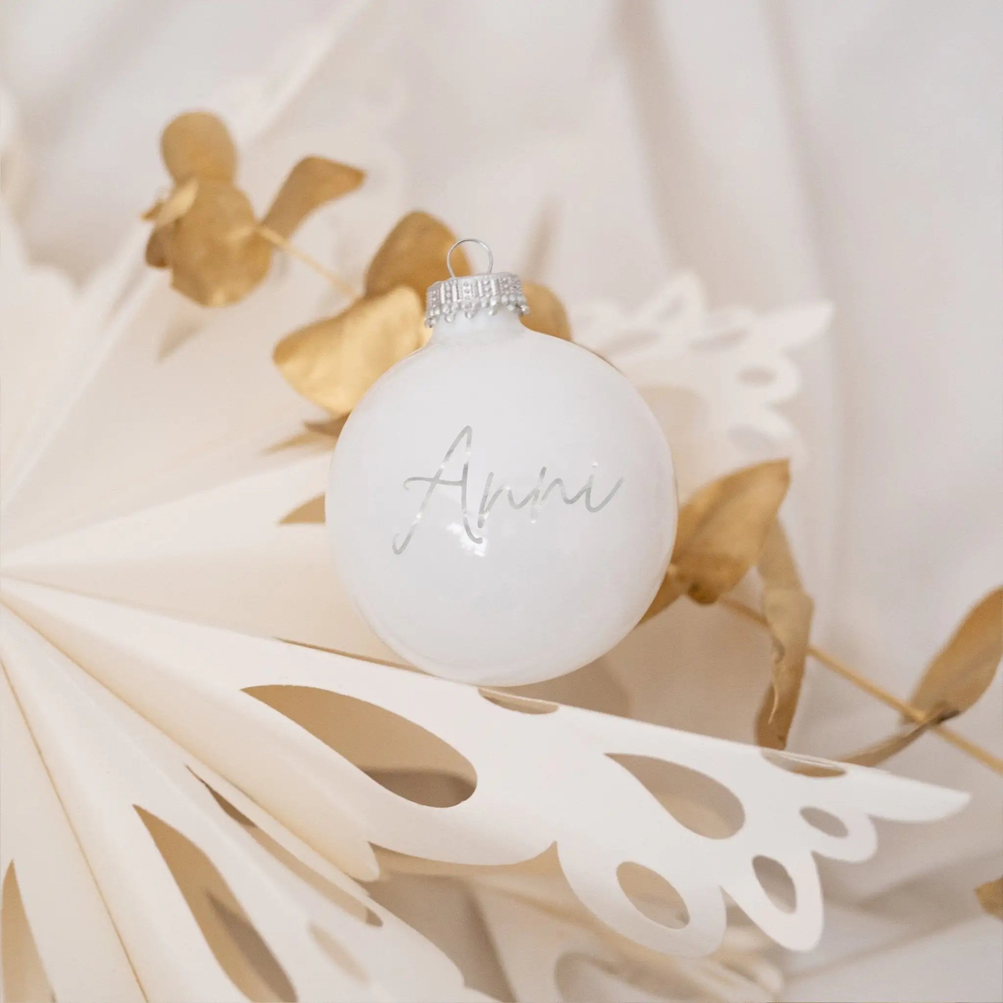 Weihnachtskugel "Name" glänzend personalisiert - wunderwunsch
