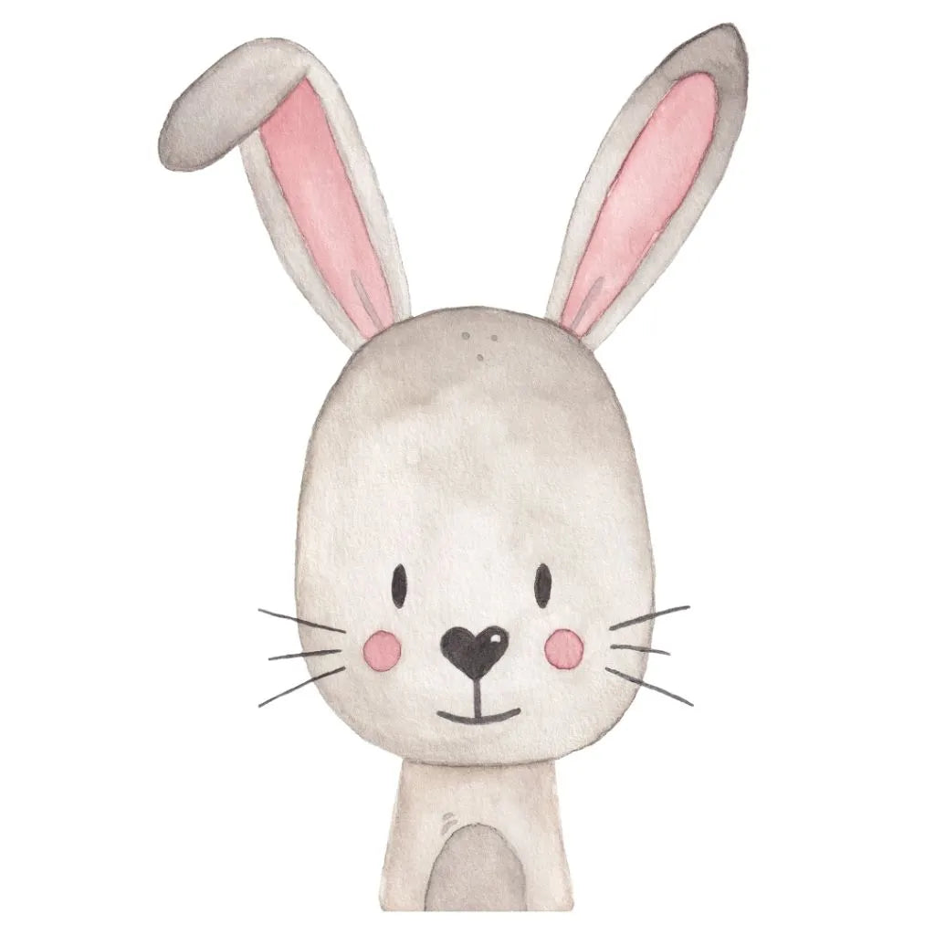 Handgezeichnetes Wunderwunsch Tiermotiv: Hase als Aquarell Illustration mit rosa Ohren

