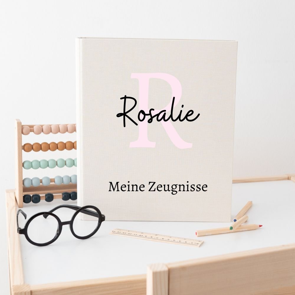 Zeugnismappe Stoff personalisiert - Buchstabe Name - wunderwunsch