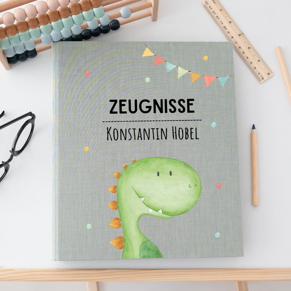 Zeugnismappe Stoff personalisiert - Tier Girlande Aquarell - wunderwunsch