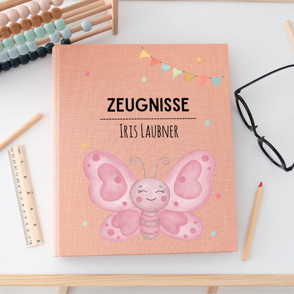 Zeugnismappe Stoff personalisiert - Tier Girlande Aquarell - wunderwunsch