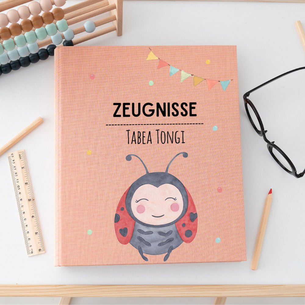 Zeugnismappe Stoff personalisiert - Tier Girlande Aquarell - wunderwunsch